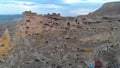 Cinematic view of cave houses in Cappadocia, Turkey