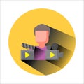 Cinematographer icon WITH FLAT DESIGN AND SIMPLES TYLE Royalty Free Stock Photo