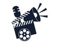 Cinematography tools. Clapperboard, movie clapper. Vector illus