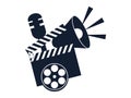 Cinematography tools. Clapperboard, movie clapper. Vector illus Royalty Free Stock Photo