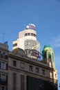 Cines Callao and the famous Edificio CarriÃÂ³n/Capitol with the iconic neon advertisement for Schweppes Royalty Free Stock Photo