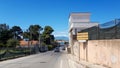 Cinisi cityentrance sign and main road leading to the beach