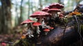 Cinnabar Polypore Wild Mushrooms Growing on the Dead