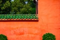 The cinnabar red glaze red wall of the classical building of the Chinese Confucian Temple Royalty Free Stock Photo