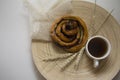 Cinnabon bun and espresso Royalty Free Stock Photo