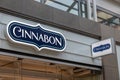 Cinnabon shop logo. Cinnabon is an American chain of baked goods stores and kiosks