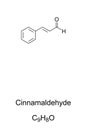 Cinnamaldehyde, flavor and odor of cinnamon, chemical formula