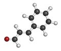 Cinnamaldehyde cinnamic aldehyde cinnamon flavor molecule. 3D rendering. Atoms are represented as spheres with conventional.