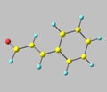 Cinnamaldehyde molecule isolated on gray