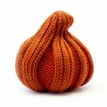 High Resolution Knit Pumpkin On White Background - Organic Fiber Art