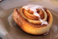 Cinnamon Bun on a Plate Royalty Free Stock Photo