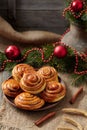 Cinnamon bun rolls christmas sweet dessert on