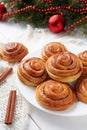 Cinnamon bun rolls christmas sweet dessert on