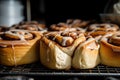 cinnamon bun straight from the oven, with melted frosting and cinnamon swirls