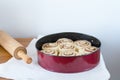 Cinnamon buns unbaked Royalty Free Stock Photo