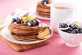 Cinnamon coconut flour pancakes with fresh fruits Royalty Free Stock Photo