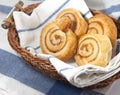 Cinnamon danish bun in the basket