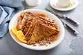 Cinnamon french toasts with pecans Royalty Free Stock Photo