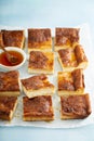 Cinnamon honey cheesecake pie cit into squares