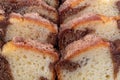Cinnamon marble pound cake slices close view Royalty Free Stock Photo