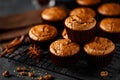 Cinnamon muffins on black background Royalty Free Stock Photo