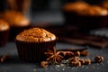 Cinnamon muffins on black background Royalty Free Stock Photo