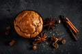 Cinnamon muffins on black background Royalty Free Stock Photo