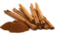 Cinnamon powder and bark Royalty Free Stock Photo