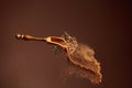 Cinnamon powder is poured out of the wooden spoon Royalty Free Stock Photo