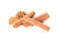 Cinnamon powder, sticks and anise isolated Royalty Free Stock Photo