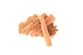 Cinnamon powder, sticks and anise isolated Royalty Free Stock Photo