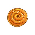 Cinnamon and raisin bun top view on a white background. Vector illustration