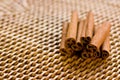 Cinnamon on rattan Royalty Free Stock Photo