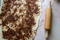 Cinnamon roll baking. Homemade cake