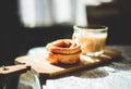 Cinnamon roll with coffe Royalty Free Stock Photo