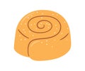 Cinnamon roll with sugar. Swirl kanelbulle bun. Traditional dessert in Scandinavia and North America. Hand drawn