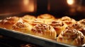 Cinnamon rolls. Cinnabon homemade buns are baked in the oven. Fresh sweet bakery Royalty Free Stock Photo