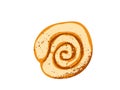 Cinnamon rolls or cinnabon vector illustration. Homemade sweet traditional dessert bun with white cream sauce isolated