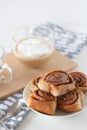 Cinnamon rolls and cup of coffe Royalty Free Stock Photo