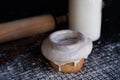 Cinnamon rolls glazed with milk and sugar Royalty Free Stock Photo