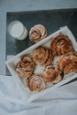 Cinnamon rolls on a tray Royalty Free Stock Photo