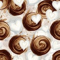 Cinnamon Rolls with White Hearts Pattern Royalty Free Stock Photo