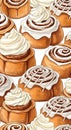 Cinnamon Rolls with White Icing Closeup Royalty Free Stock Photo