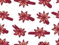 Cinnamon seamless pattern. Spices for baking background.