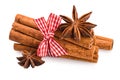 Cinnamon stick anise star isolated on white Royalty Free Stock Photo