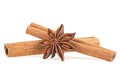 Cinnamon sticks and anise star isolated on white background. Spices. Macro Royalty Free Stock Photo