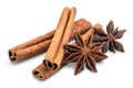 Cinnamon sticks, Anise stars. Dried cinnamon stick. Aromatic spices for Drink, cooking or baking Royalty Free Stock Photo