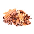 Cinnamon sticks and anise stars Royalty Free Stock Photo