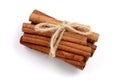 Cinnamon sticks bunch isolated on white background. Top view Royalty Free Stock Photo
