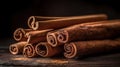 Cinnamon sticks with cinamon powder. Generative Ai